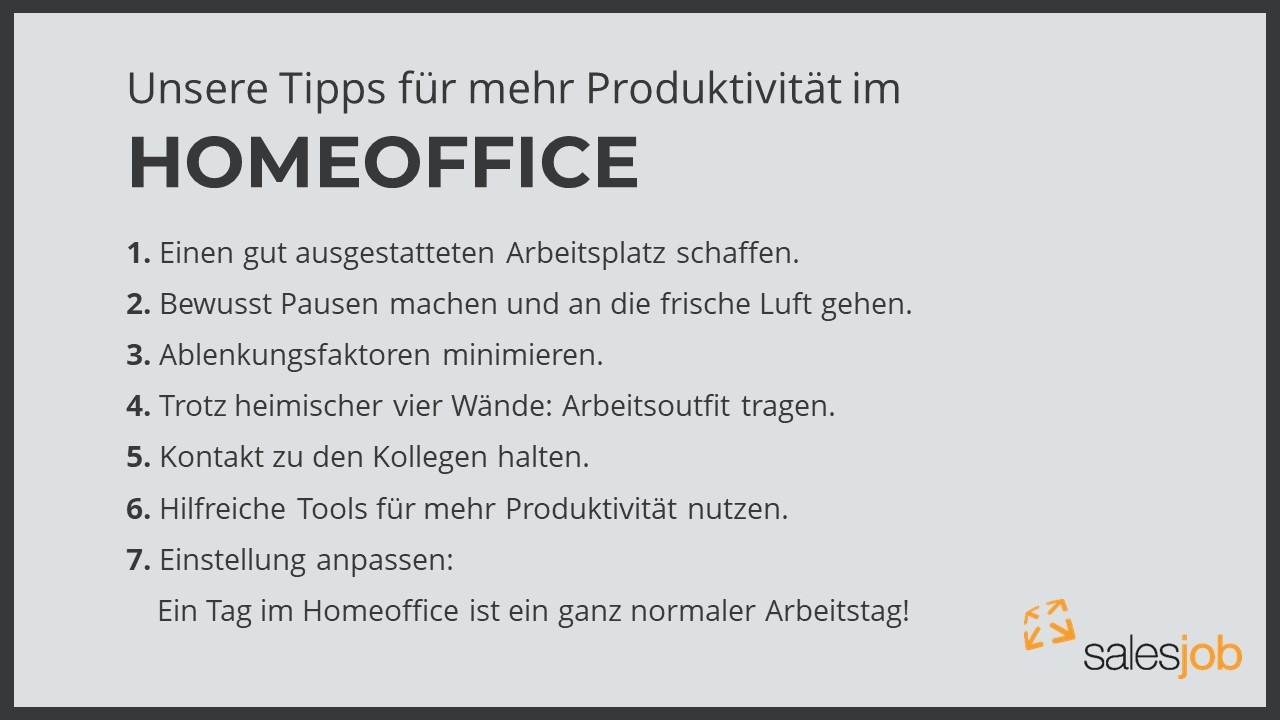 Produktivität im Homeoffice steigern 6 gute Tipps salesjob