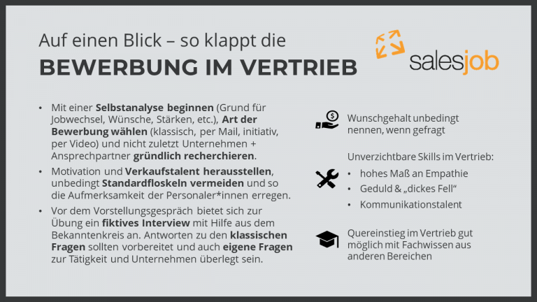 Bewerbung im Vertrieb: Tipps, Vorlagen & Muster | salesjob.de